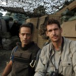 Tim Hetherington (right) and Sebastian Junger (left) and at the Restrepo outpost in the Korengal Valley, Afghanistan. Junger and Hetherington jointly directed, filmed and produced the movie 'Restrepo' from June 2007 to January 2010.