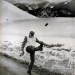 Ernest Hemingway kicking a can of beer by John Bryson, 1959