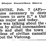 The New York Times, “Major Describe Moves”, February 8, 1968, p. 14