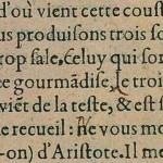 Image of the original French version from 1580 of Montaigne’s comment on sneezing (Essays, Book III, c. VI.)