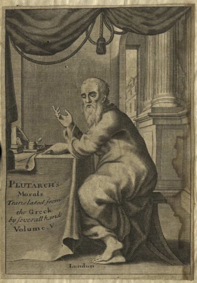 Engraving from the 18th c. showing Plutarch at his desk