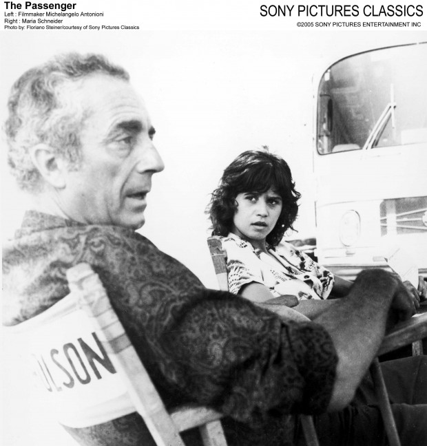 On the set of The Passenger (1975): Michelangelo Antonioni and Maria Schneider, photo by Floriano Steiner