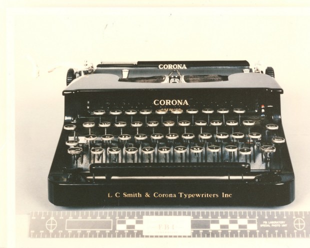 Photo of Ted Kaczynski's typewriter,  US Marshals Punlic Affairs (2011)