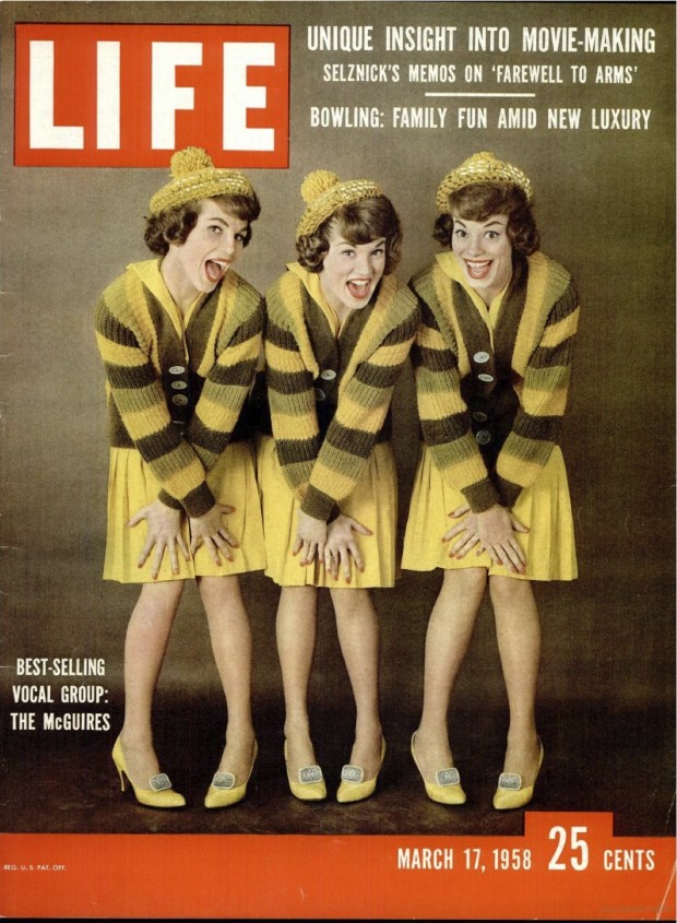 The McGuire Sisters on the front cover of the LIFE magazine, March 17, 1958