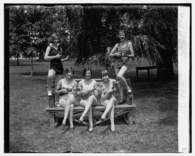 "Women in bathing suits with ukuleles" July 9, 1926