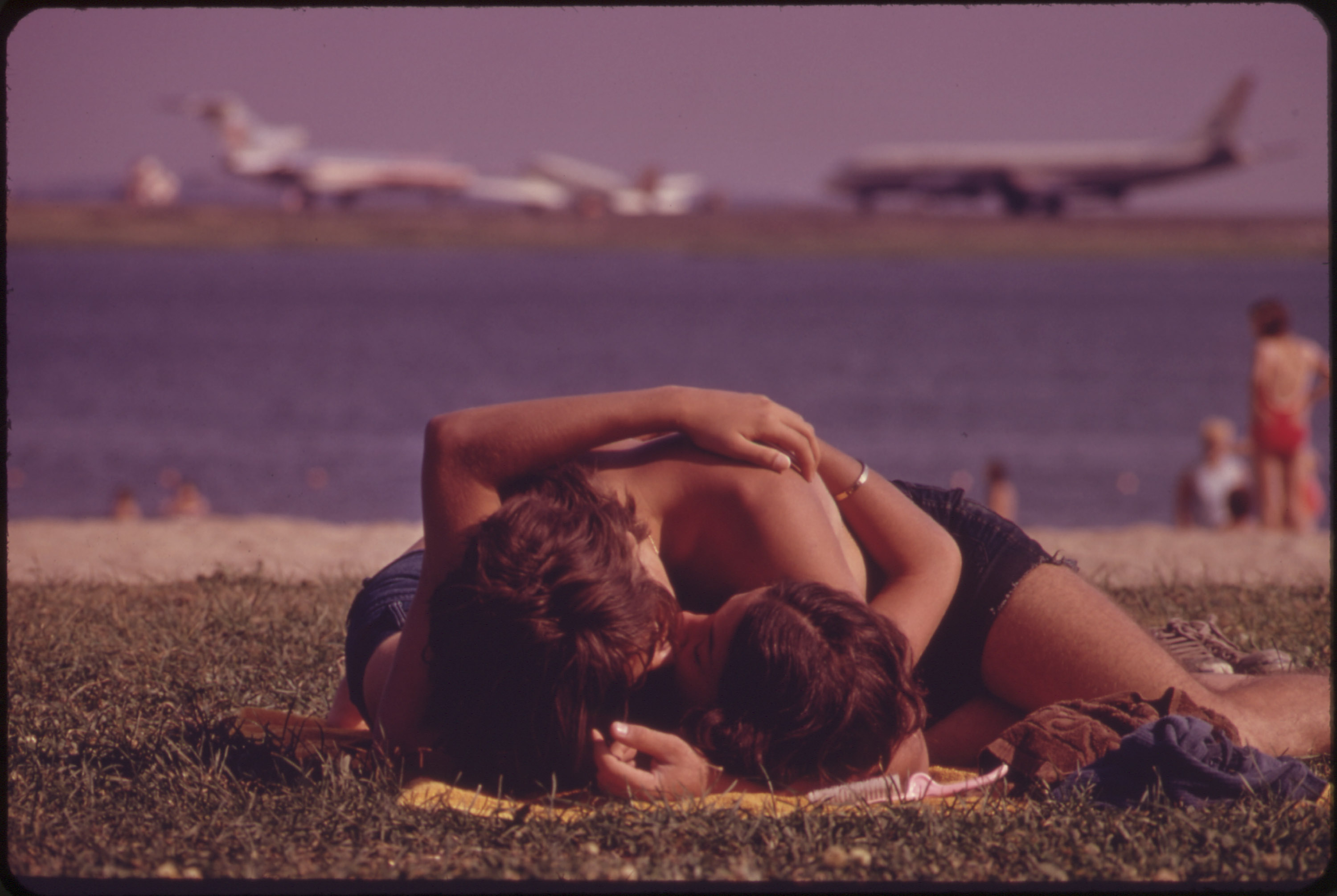 Documerica: Couple Kissing on Constitution Beach (Boston), July 1973.