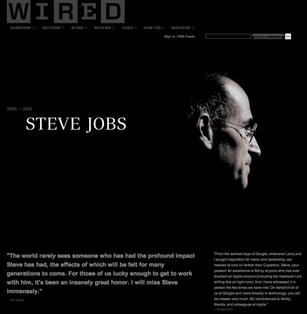 Screen capture of Wired.com homepage as of October 6, 2011