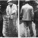 Martin Heidegger (dark suit) and René Char (clear suit), photographed by Roger Munier, date unknown