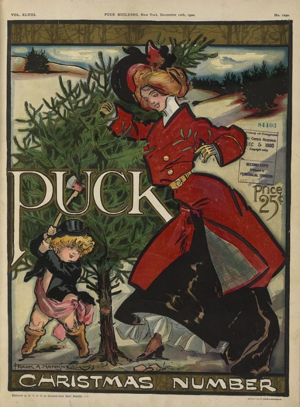 Christmas illustration by Frank Arthur Nankivell for the magazine Puck, December 12, 1900