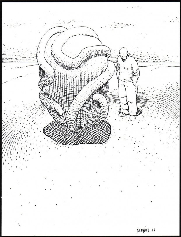 Drawing by Moebius published in  “Starwatcher”, Paris: Aedena, 1986, p.37