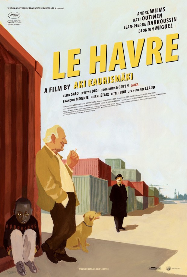 ‘Le Havre’ by Aki Kaurismakï, 2011.  Official one-sheet poster for the American release of the film created by Manuele Fior