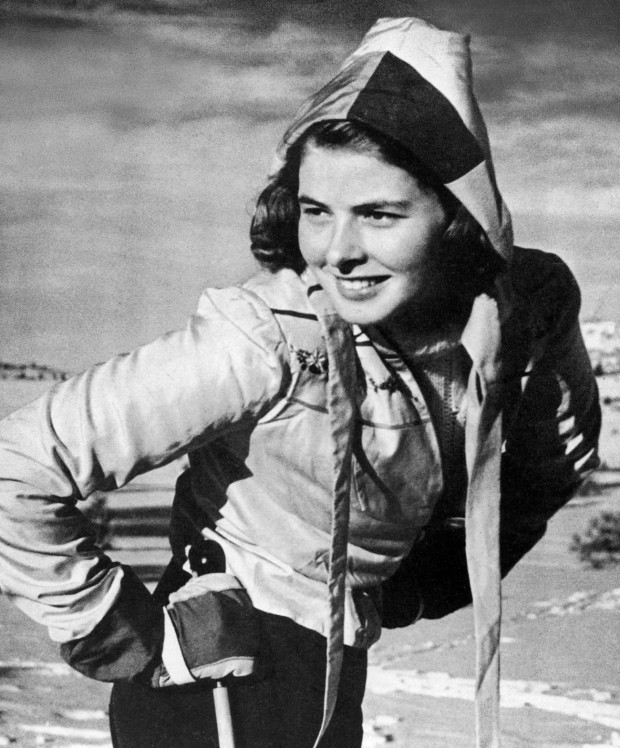 Original captions  from LIFE magazine: “With the weather at 15 below zero, Ingrid Bergman skis 15 miles at June Lake near the California-Nevada border” photo by Bon Landry, February 24, 1941, p. 46. © Time Life Pictures/Getty Images.