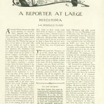 Original publication of John Hersey’s essay “Hiroshima” in The New Yorker, August 31, 1946, p. 15
