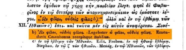 ‘Lives of Eminent Philosophers’ by Diogenes Laertius, edition by Heinrich Gustav Hübner, Volume I, 1828, , p. 326 (emphasis on detail)