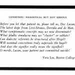 “Condition: Neocritical But Not Serious” by Vera Lee, 1973