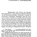 First page of Terrence Malick’s “Translator’s Introduction” for ‘The Essence of Reasons’ by Martin Heidegger.