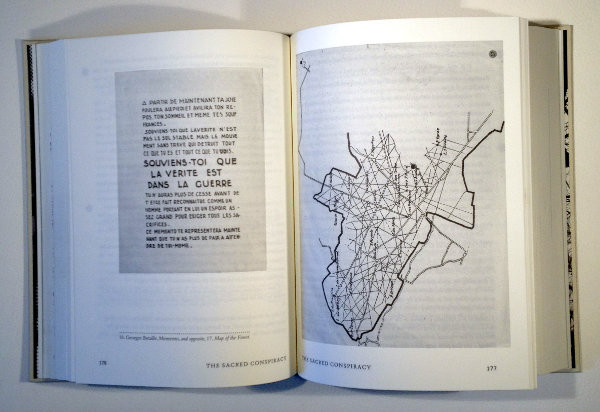 Pages from the book The Sacred Conspiracy showing an image of the French copy of George Bataille’s Memento document